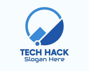 Blue Tech Mountain logo design