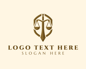 Law - Justice Scale Shield logo design