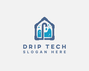 Leak - House Faucet Pipe Plumbing logo design