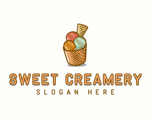 Gelato Ice Cream Dessert logo design