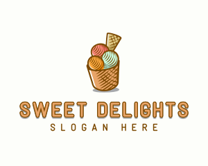 Gelato Ice Cream Dessert logo design