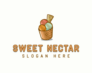 Gelato Ice Cream Dessert logo design