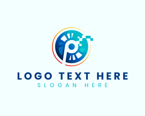 Application - Digital Disc Letter P logo design