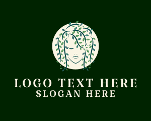 Negative Space - Vine Leaf Woman logo design