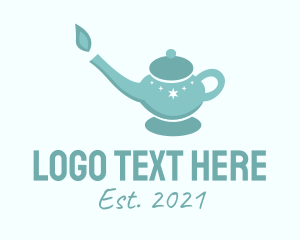 Teahouse - Blue Teapot Candle logo design