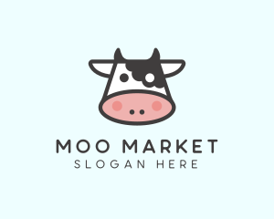 Moo - Cartoon Cow Head logo design