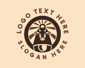 Oxen - Round Vintage Cowbell logo design
