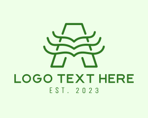 Eco Park - Foliage Books Letter A logo design
