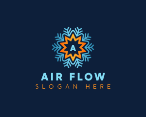 Snowflake Sun Air Condition logo design