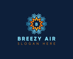 Snowflake Sun Air Condition logo design