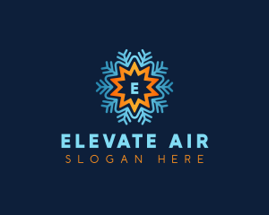 Snowflake Sun Air Condition logo design