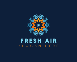 Snowflake Sun Air Condition logo design