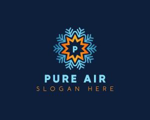 Snowflake Sun Air Condition logo design