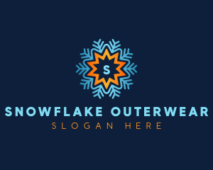 Snowflake Sun Air Condition logo design
