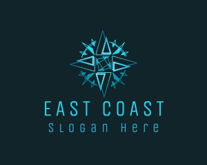 East - Blue Directional Compass logo design