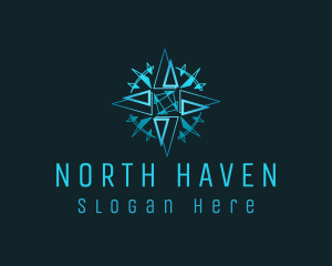 Blue Directional Compass logo design