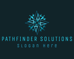 Blue Directional Compass logo design