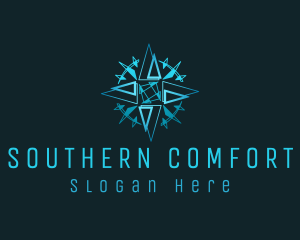 South - Blue Directional Compass logo design