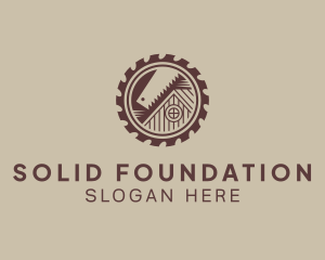 Saw Blade Log Cabin logo design