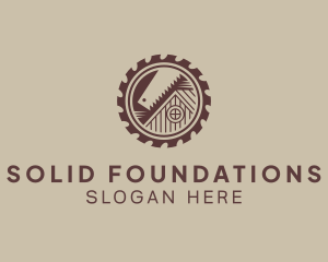 Wood - Saw Blade Log Cabin logo design