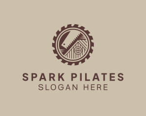 Wood - Saw Blade Log Cabin logo design