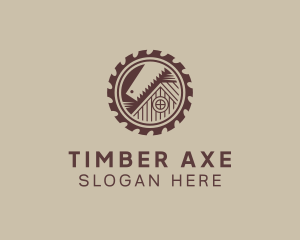 Saw Blade Log Cabin logo design