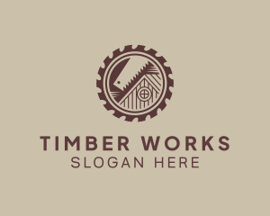 Saw Blade Log Cabin logo design