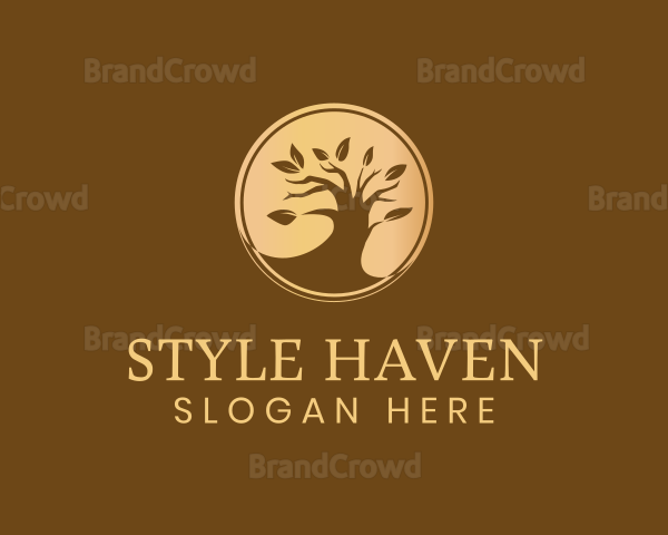 Metallic Gold Tree Logo