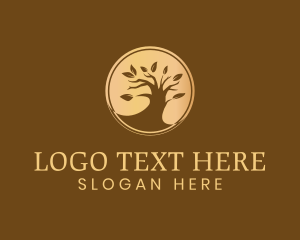 Yoga - Metallic Gold Tree logo design