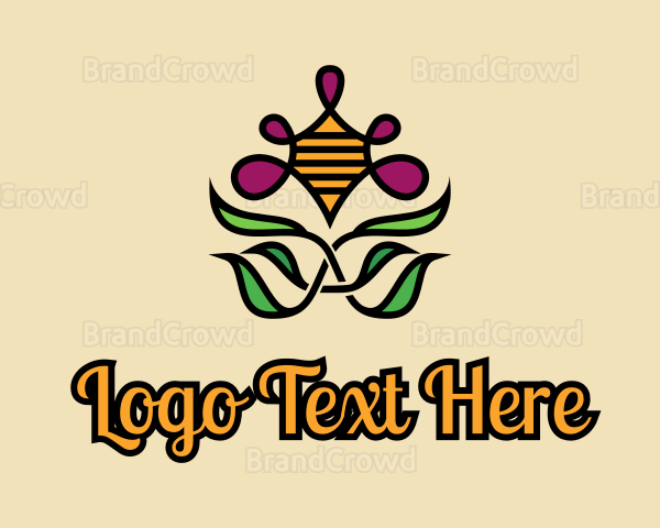 Bee Honeycomb Flower Logo