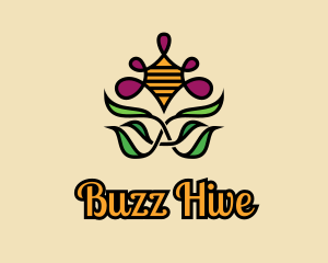 Bee Honeycomb Flower  logo design