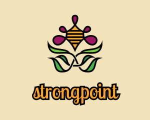 Wasp - Bee Honeycomb Flower logo design