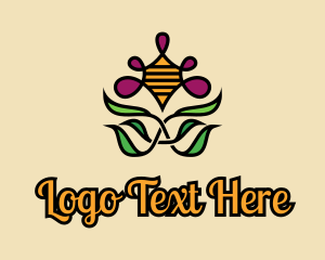 Ecological - Bee Honeycomb Flower logo design