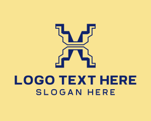 Letter X - Zigzag Geometric Letter X logo design