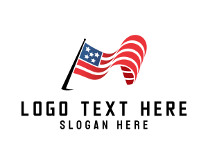 National - Waving American Flag logo design