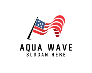 Waving American Flag logo design