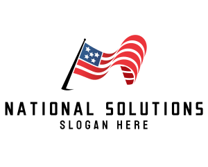 Waving American Flag logo design