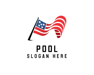 Waving American Flag logo design