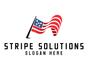 Waving American Flag logo design