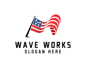 Waving - Waving American Flag logo design