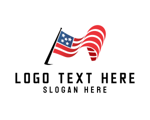 American - Waving American Flag logo design