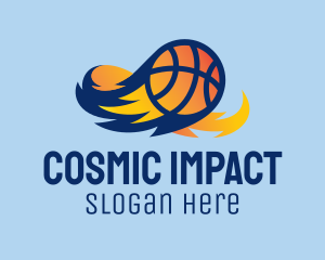 Asteroid - Flaming Basketball Comet logo design