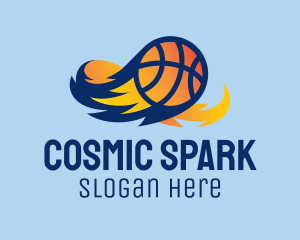 Meteor - Flaming Basketball Comet logo design