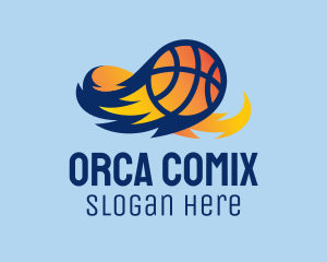Sport - Flaming Basketball Comet logo design