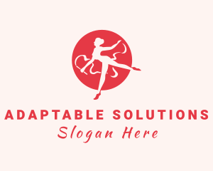 Flexible - Red Gymnastics Woman logo design