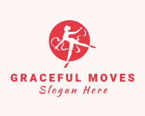 Red Gymnastics Woman  logo design