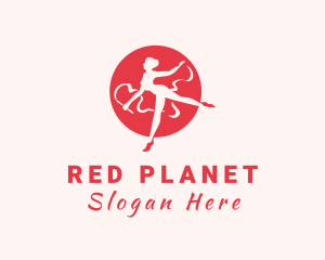 Red Gymnastics Woman  logo design