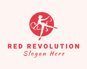 Red Gymnastics Woman  logo design