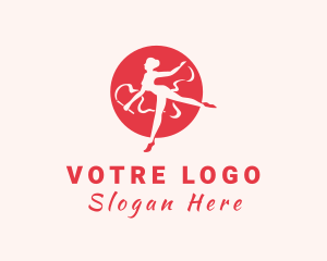 Aerobic - Red Gymnastics Woman logo design