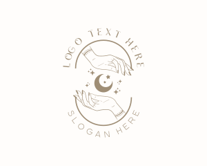 Astral - Mystical Moon Hand logo design